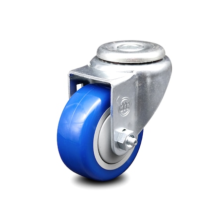 Service Caster 3 Inch Blue Polyurethane Wheel Swivel Bolt Hole Caster SCC-BH20S314-PPUB-BLUE